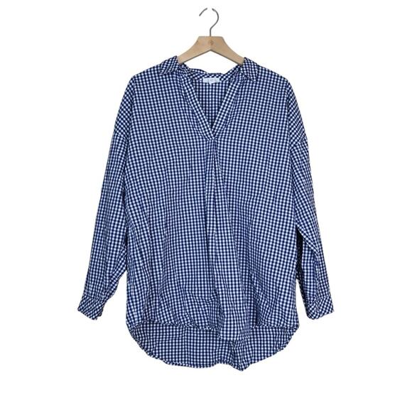 J. Jill Tops - J. Jill Womens M Blue White Gingham Pullover Blouse